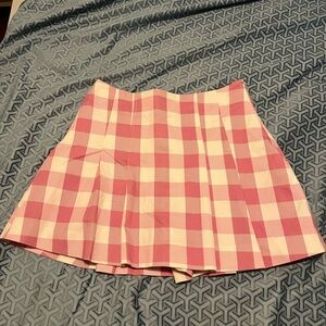 Zara Pink and White Checkered Skater Skirt